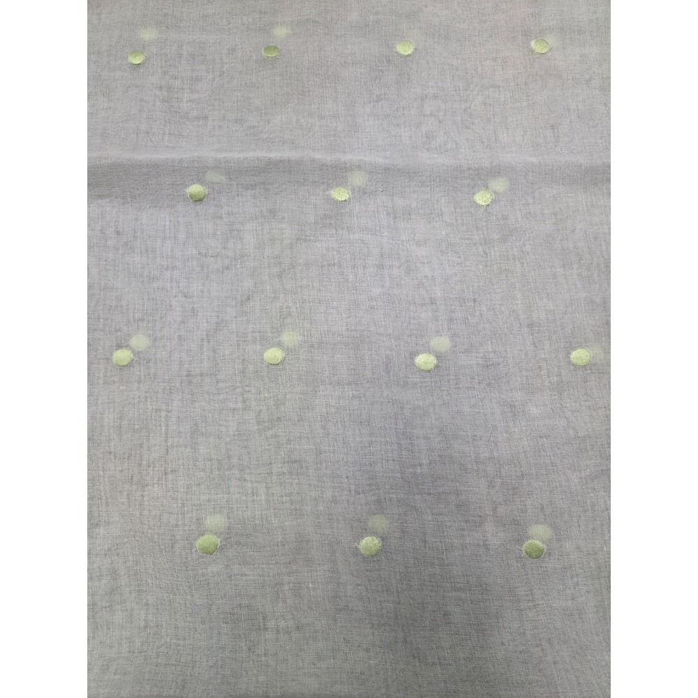 Set Of 2 Pottery Barn Kids Cotton White/ Light Green Polka Dot Curtain Panels